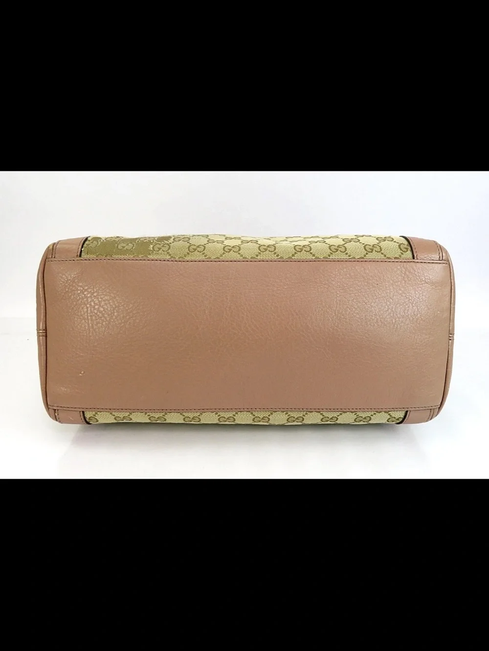 Gucci Beige GG Canvas Tote with Brown Leather Accents